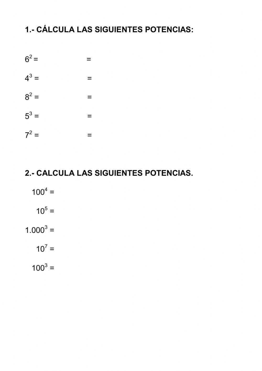 Control potencias 6º
