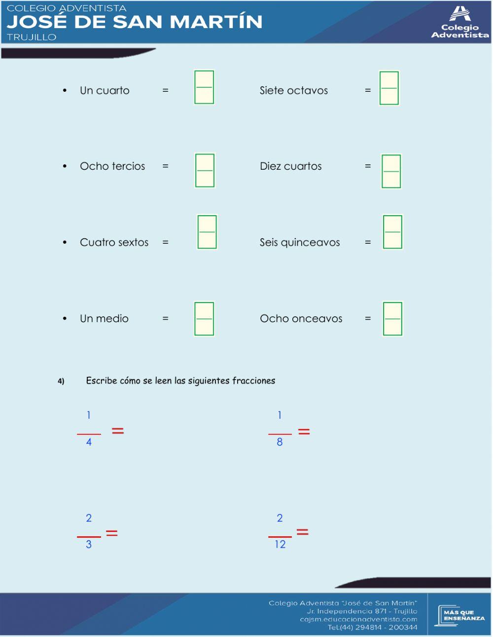 Examen de fracciones
