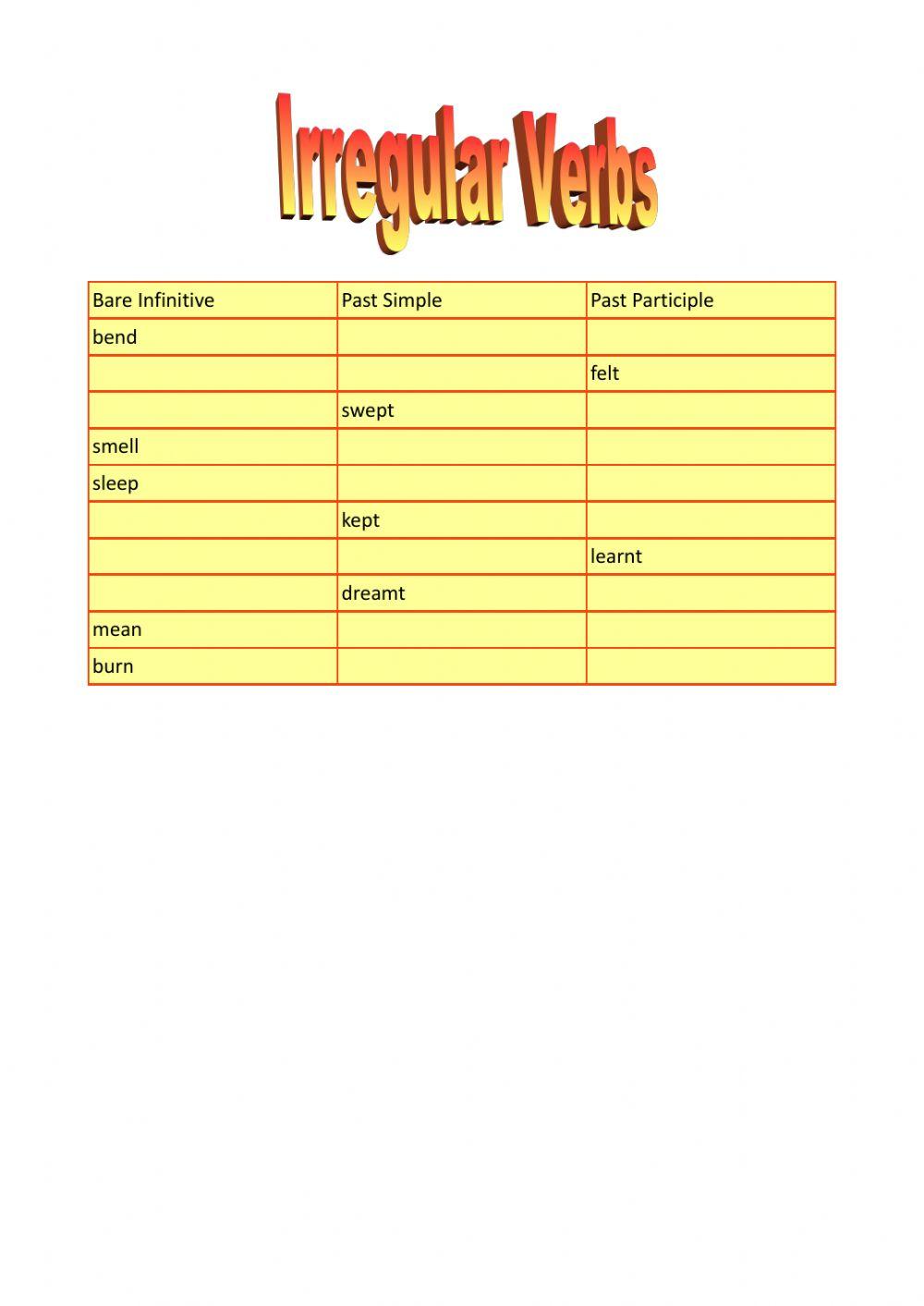 Irregular Verbs