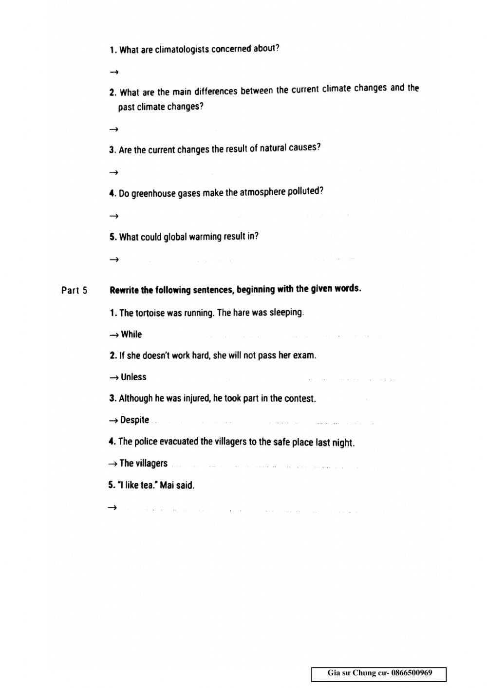 Lớp 8- HK2- Test 3