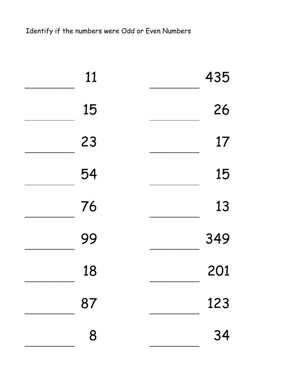 Math Odd And Even Numbers