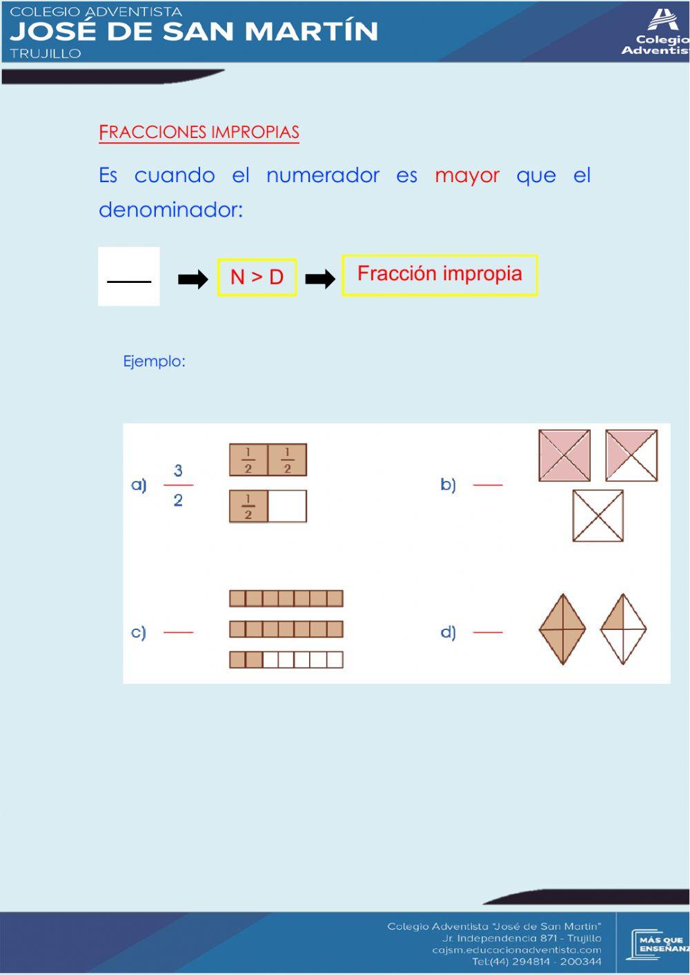 Fracciones propias e impropias teoría