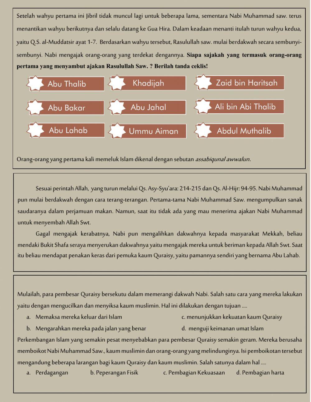 LKPD -Dakwah Nabi Muhammad di Mekkah-