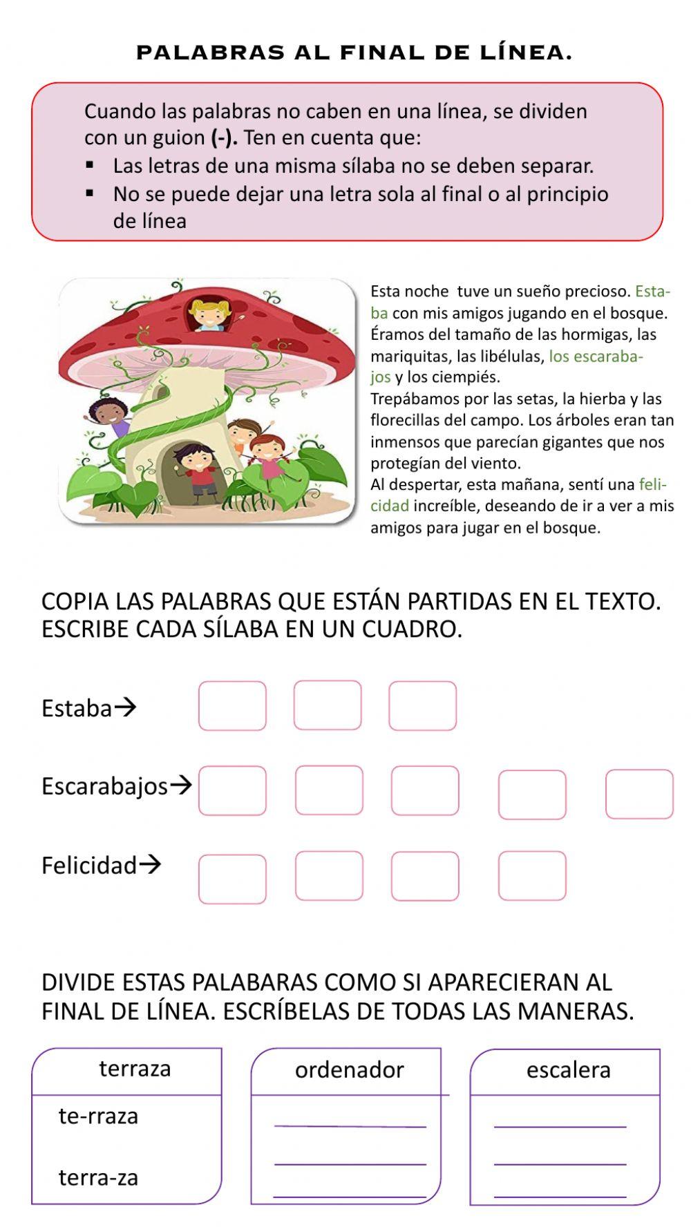 Ortografía, separación de sílabas