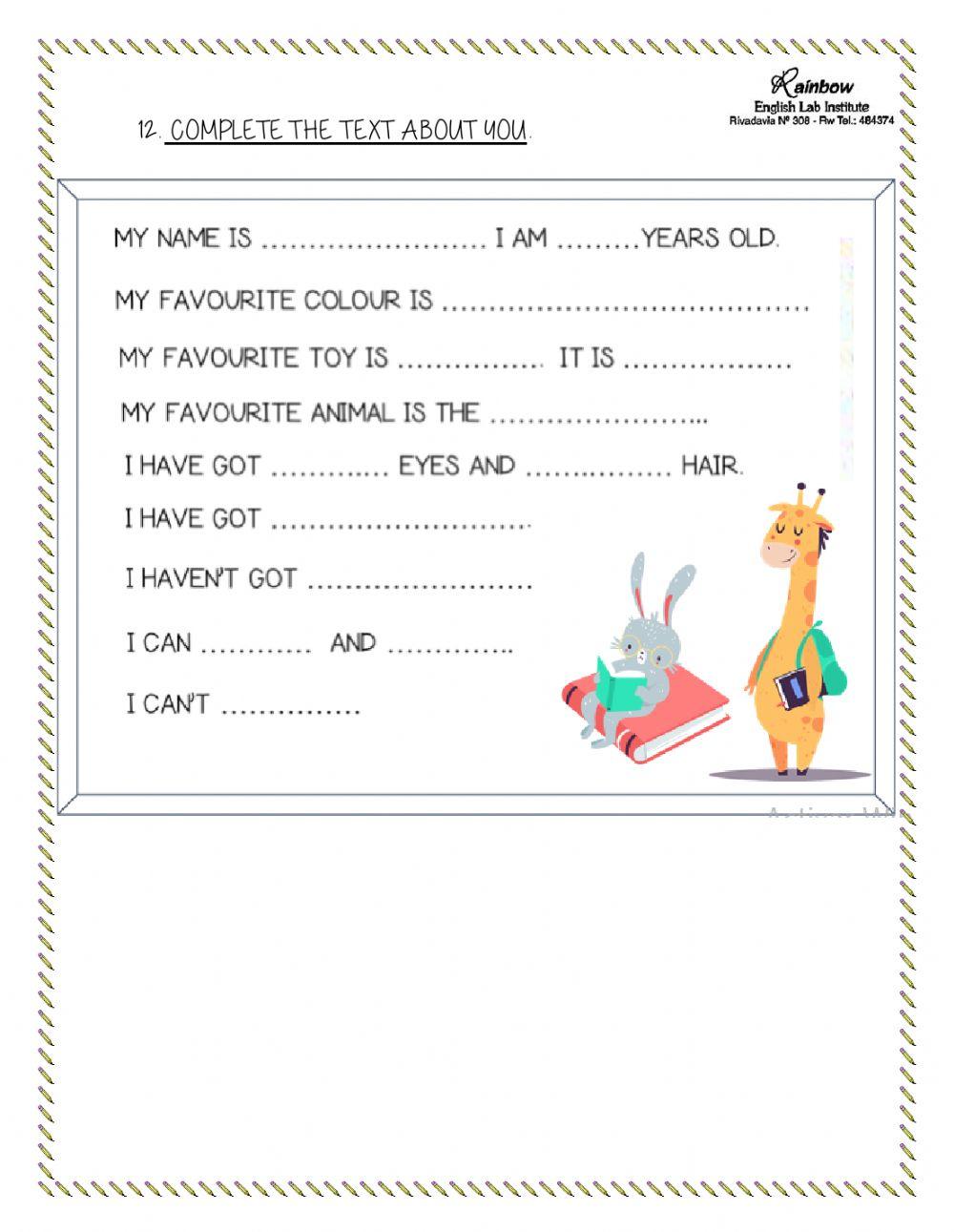 Writing online exercise for a live worksheets