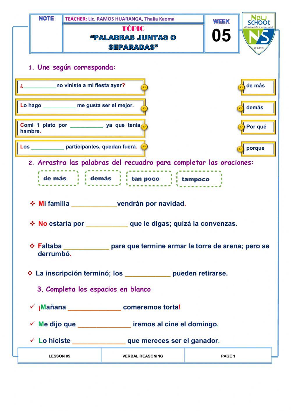 Palabras juntas o separadas