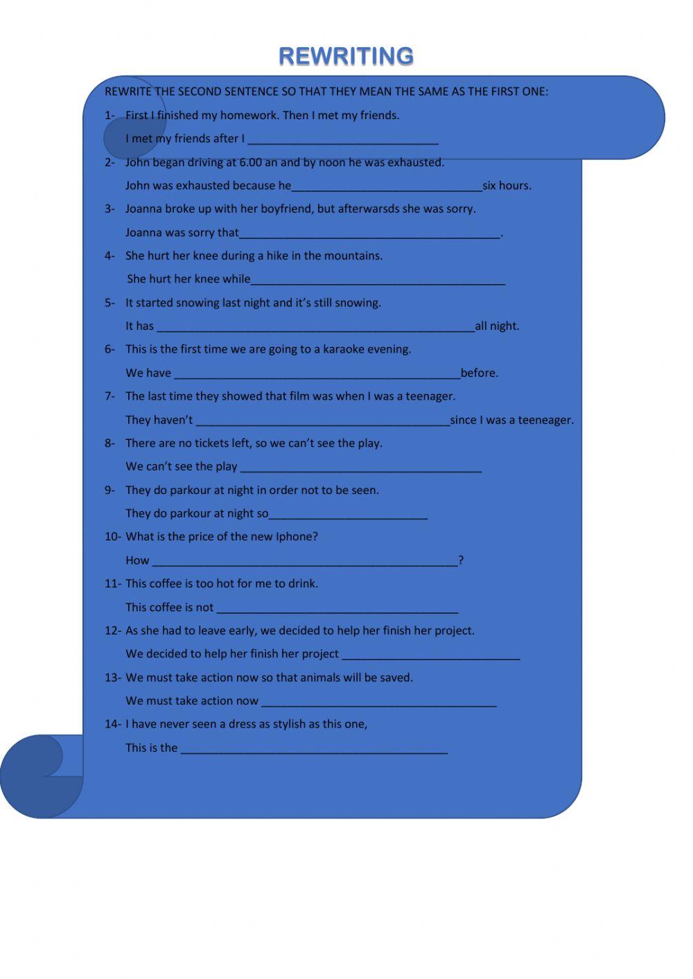 Rewriting for 1º bachiller