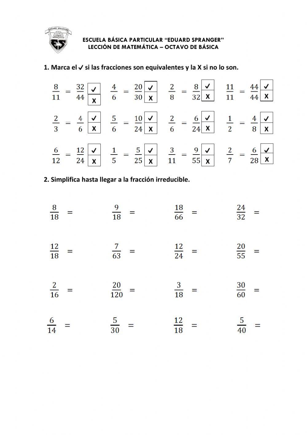 LECCION FRACCIONES EQUIVALENTES