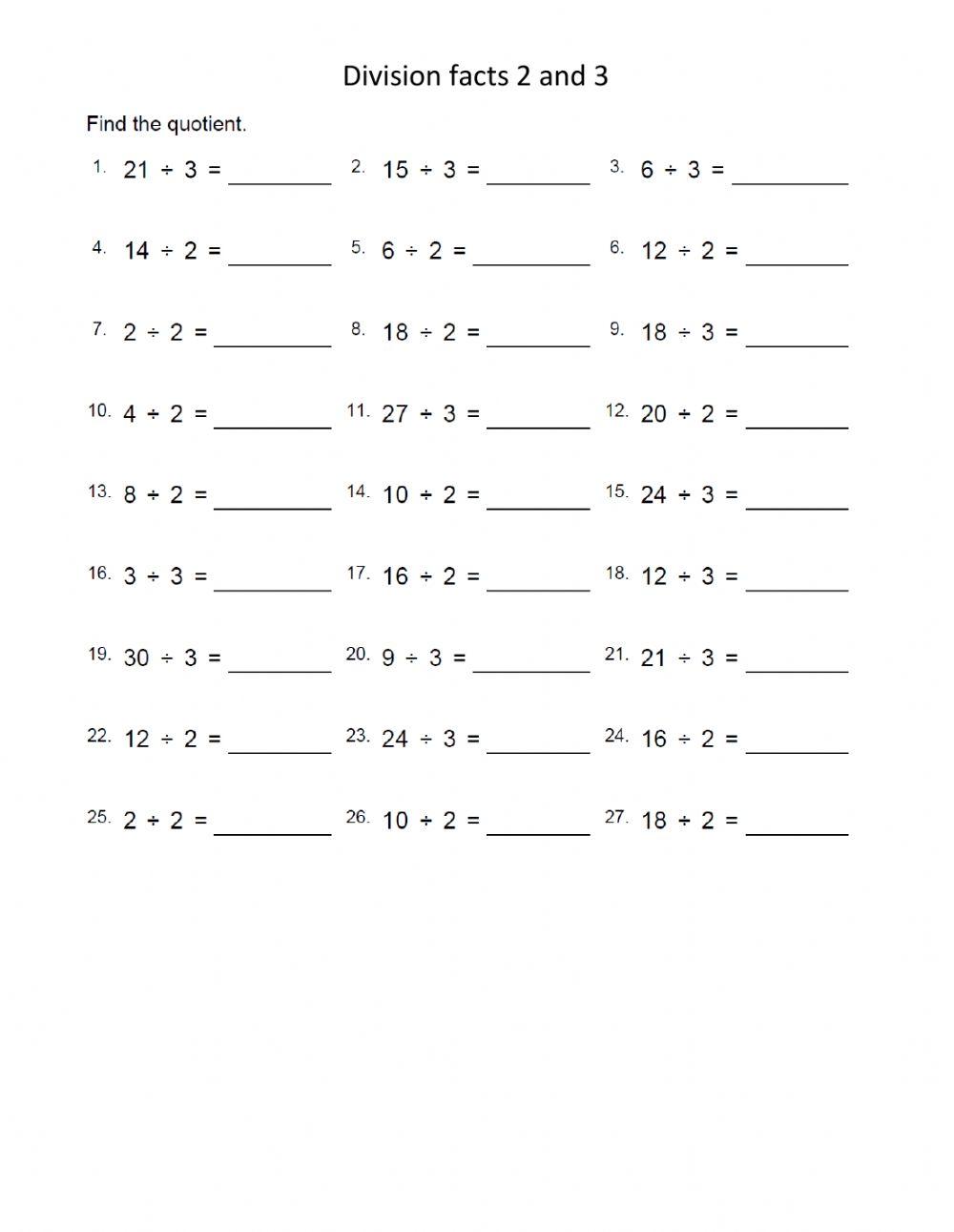 intro to division online exercise for Live Worksheets