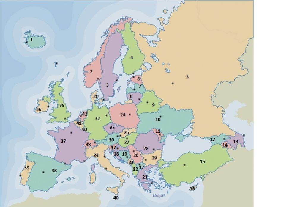 Mapa de Europa político interactive worksheet