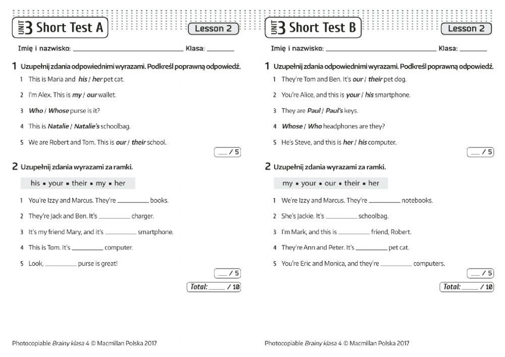 6262752 brainy 4 unit 3 lesson 2 test edyta dudek