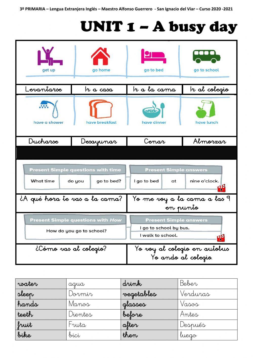 San Ignacio del Viar -UNIT 1 A BUSY DAY