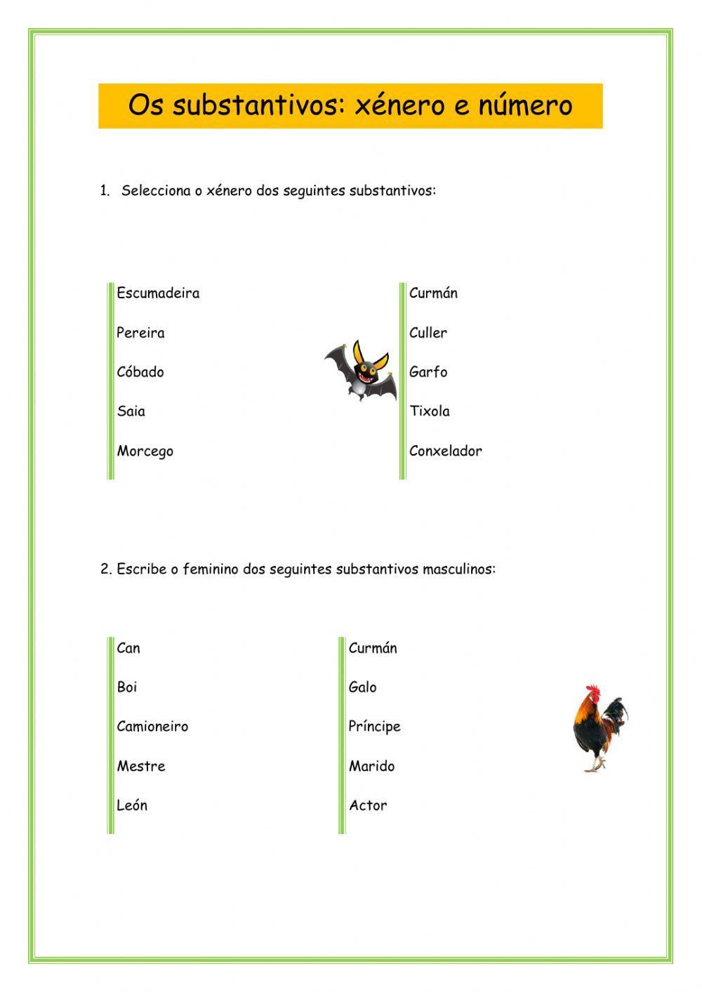 Os substantivos: xénero e número Os substantivos: xénero e número