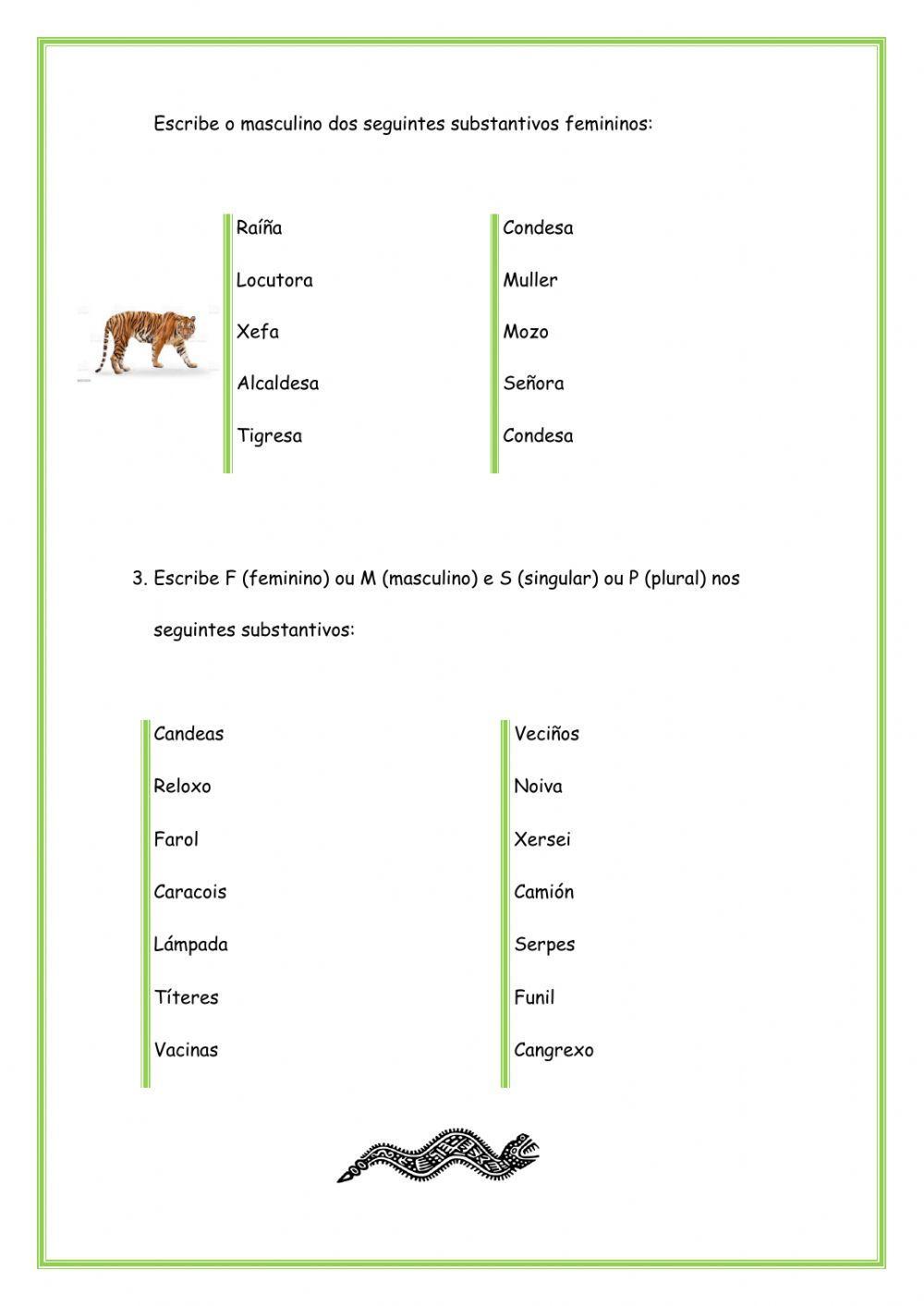 Os substantivos: xénero e número Os substantivos: xénero e número