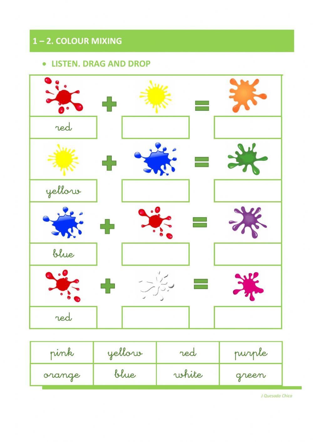 1-2. COLOUR MIXING. LISTEN, DRAG AND DROP