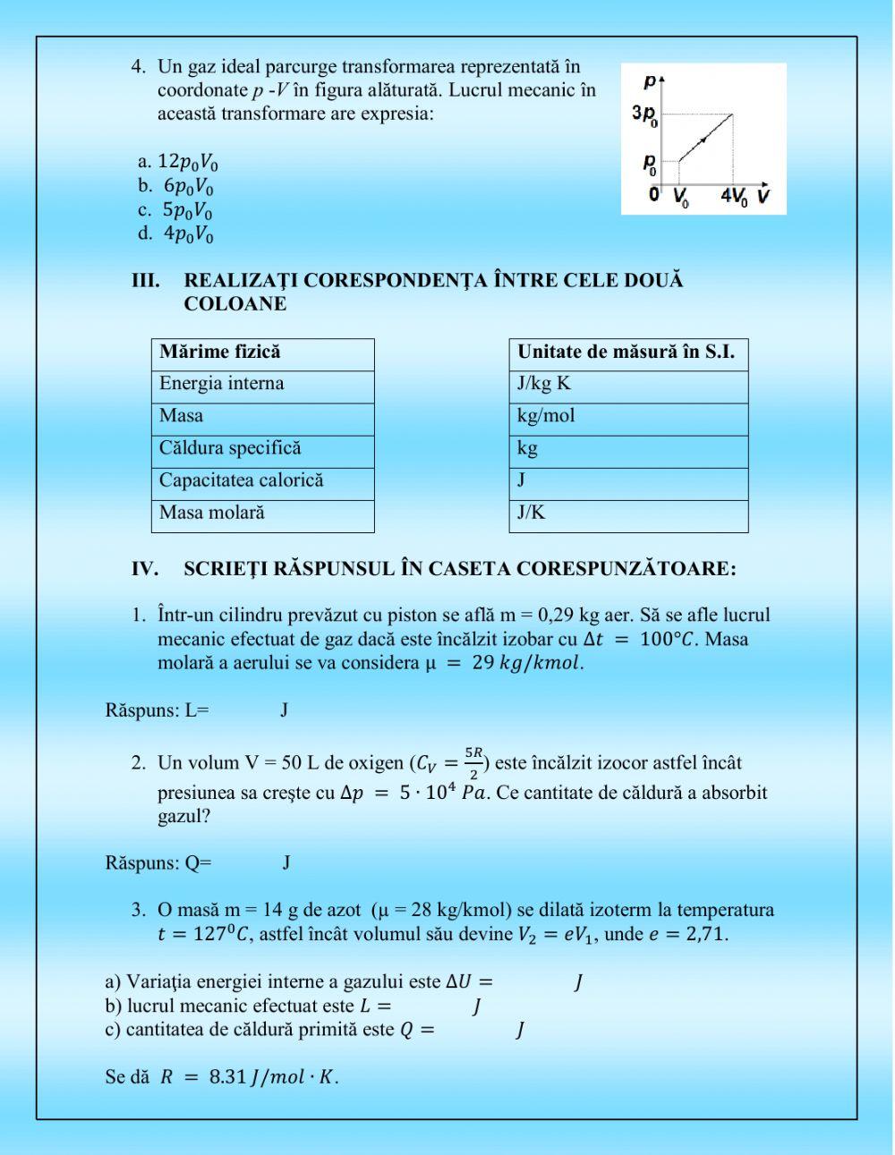 Principiul I al termodinamicii