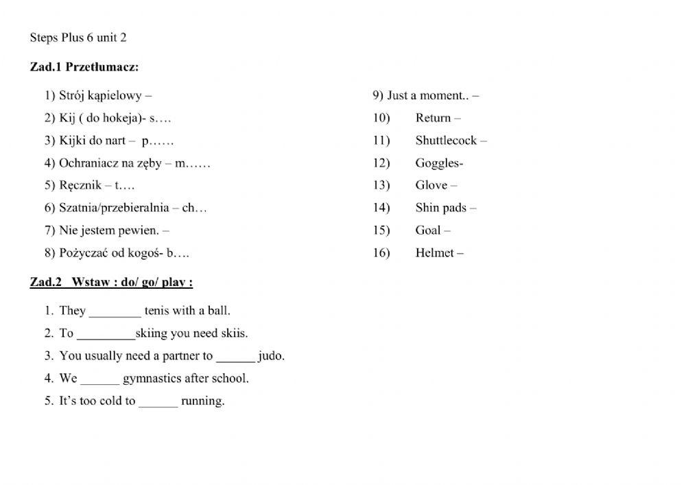 Test do podrecznika sp6 unit 2