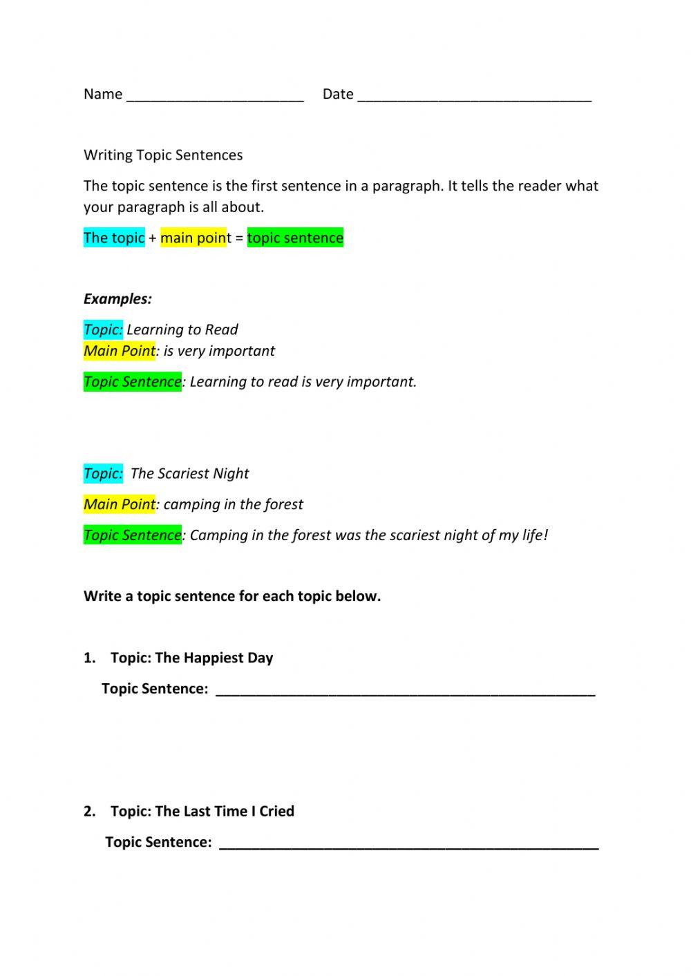 Writing Topic Sentences