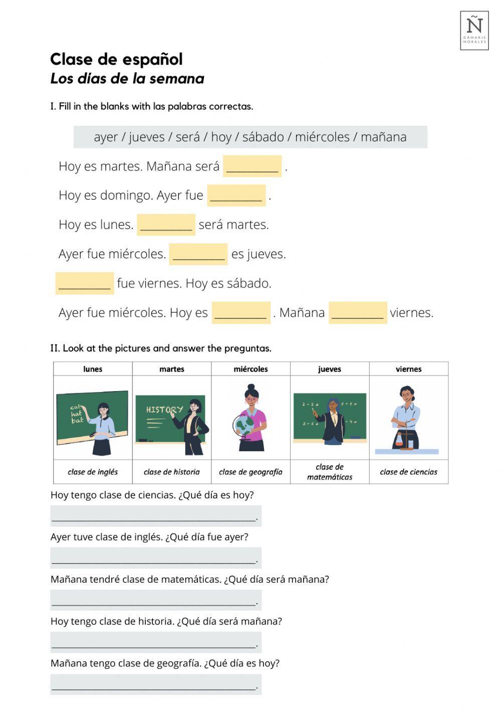 Los días de la semana