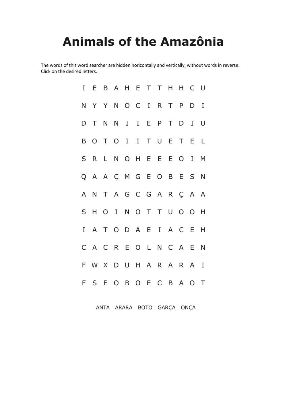 Animals of the Amazônia