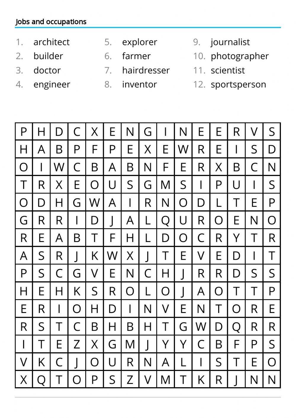 Jobs - wordsearch