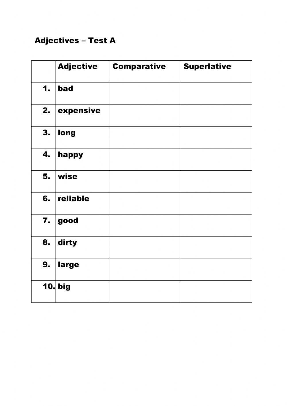Adjectives: comparative and superlative