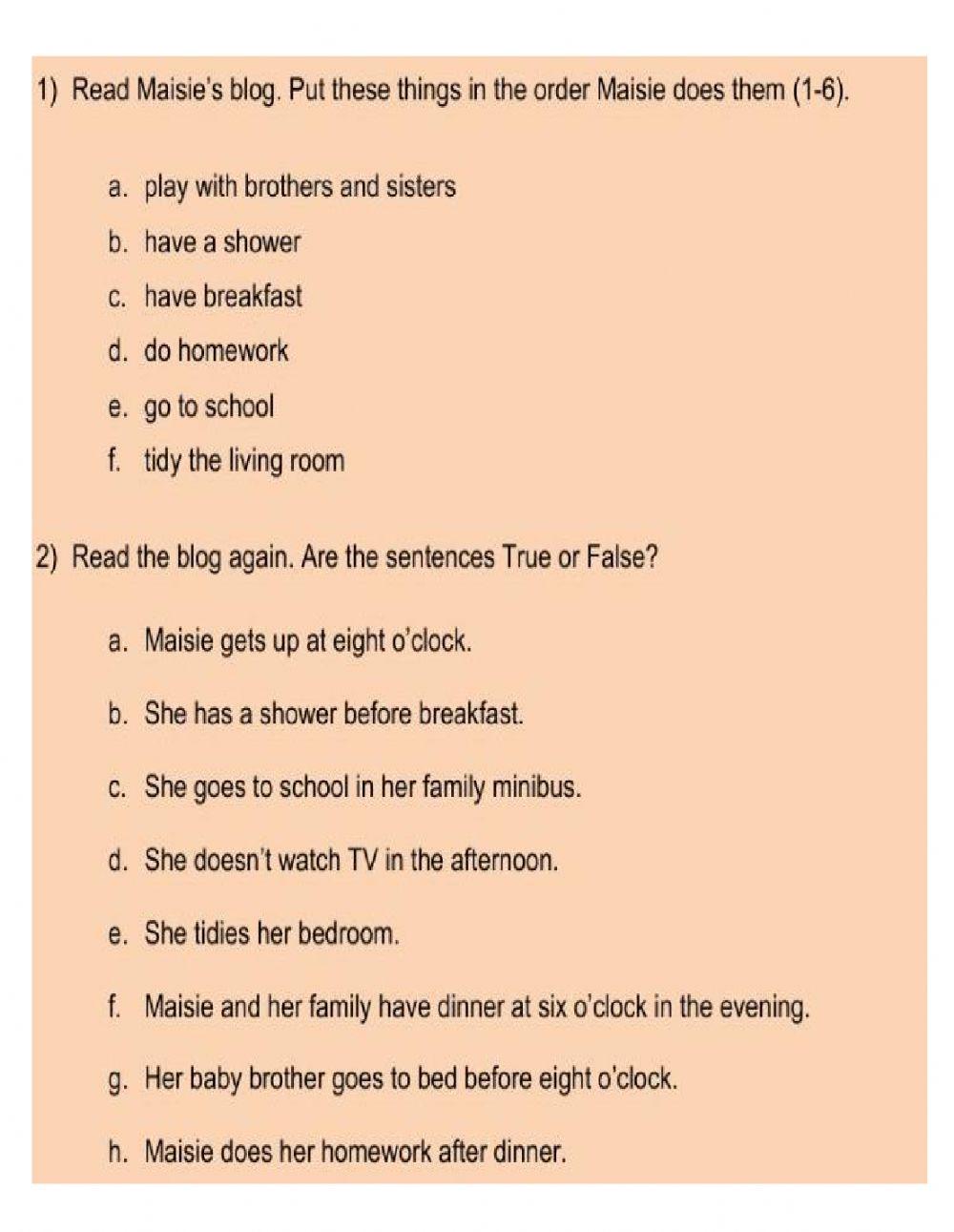 Reading and speaking. 5th inter