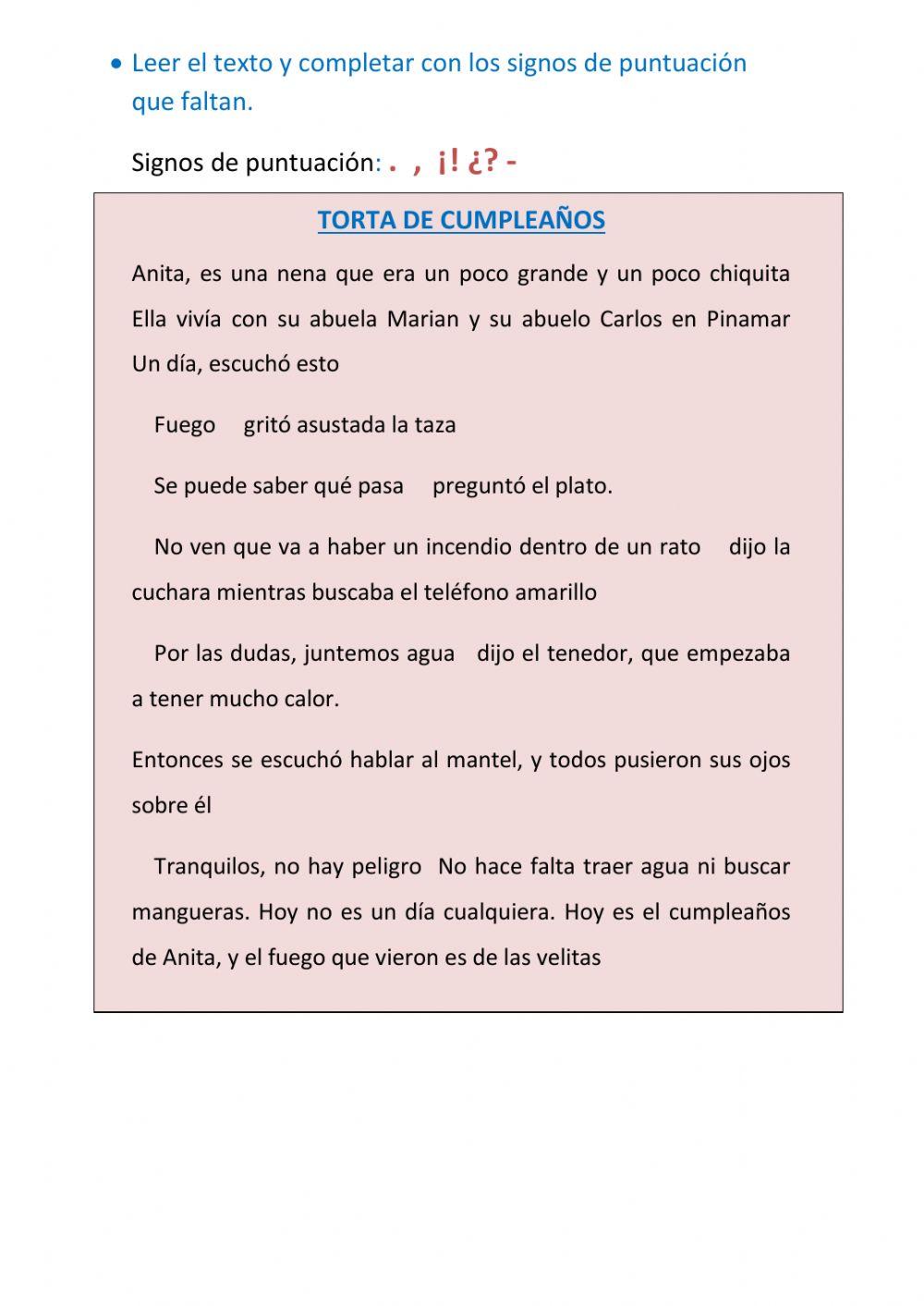 Signos de puntuación y barra de dialogo