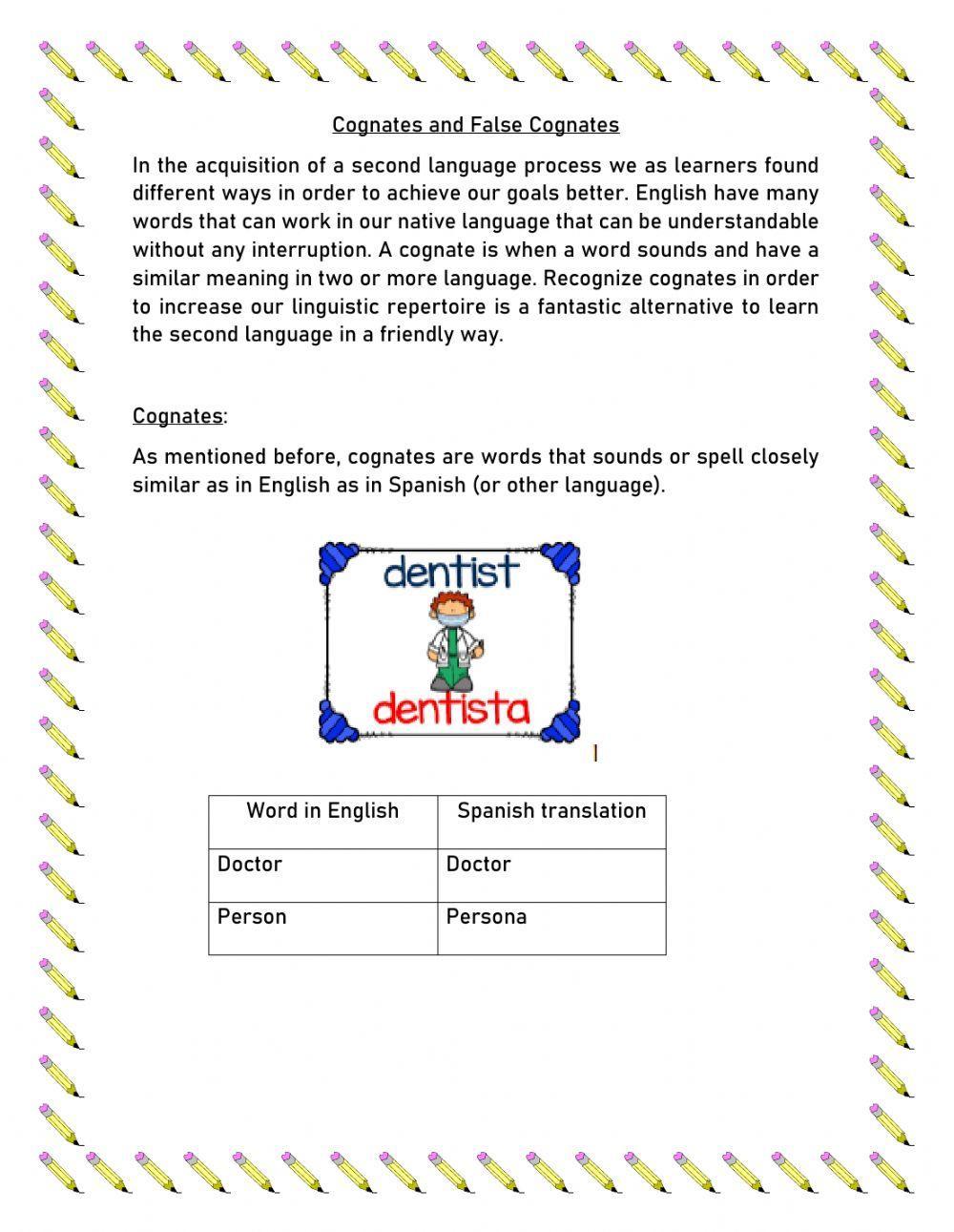 Cognates and false cognates