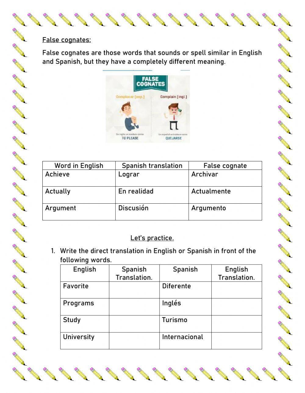 Cognates and false cognates