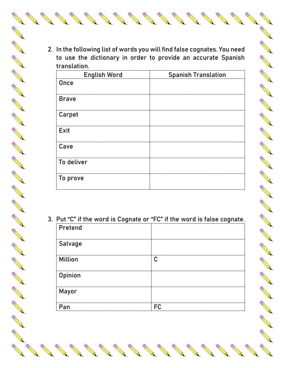 Cognates and false cognates