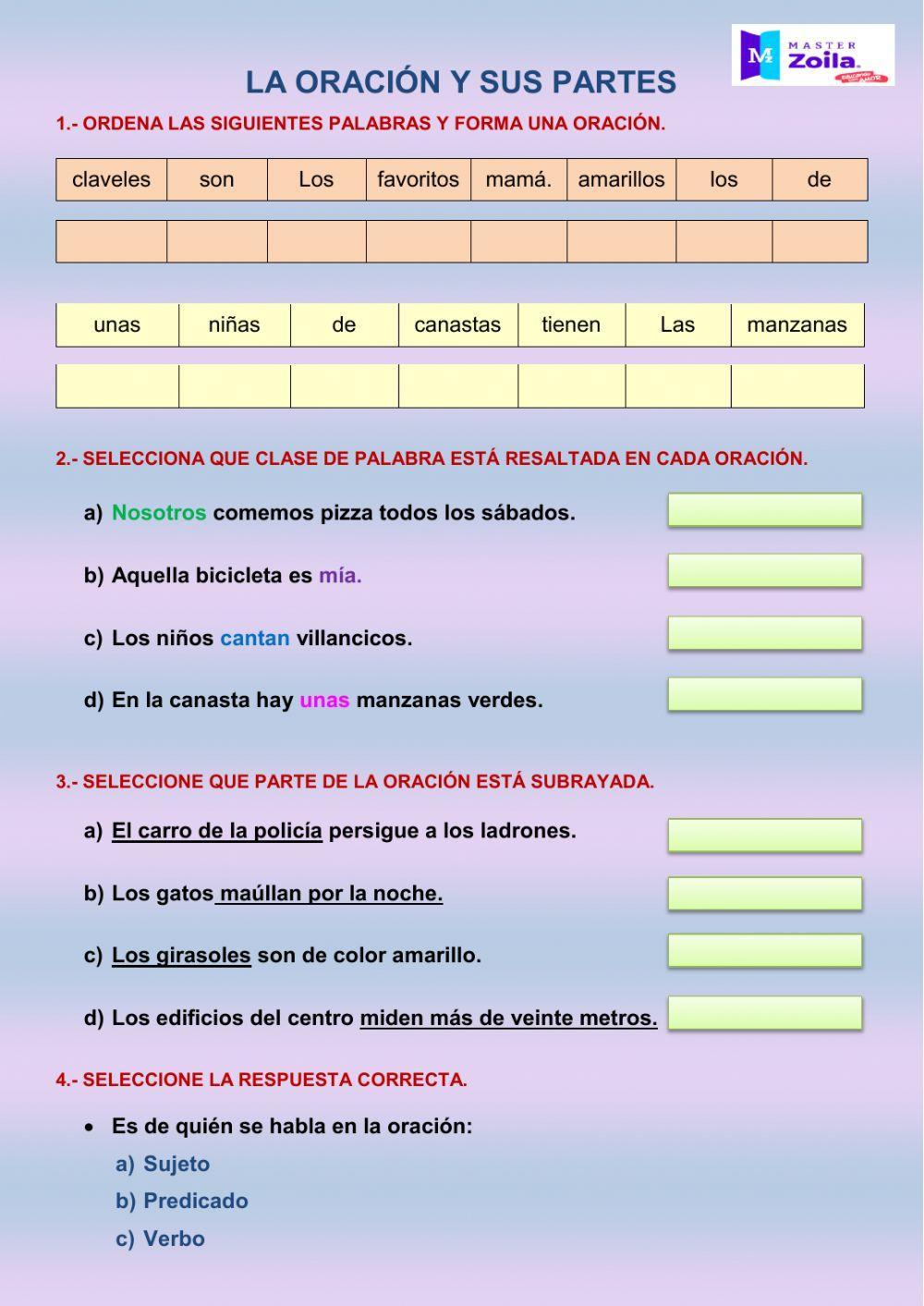 La oración y sus partes La oración y sus partes