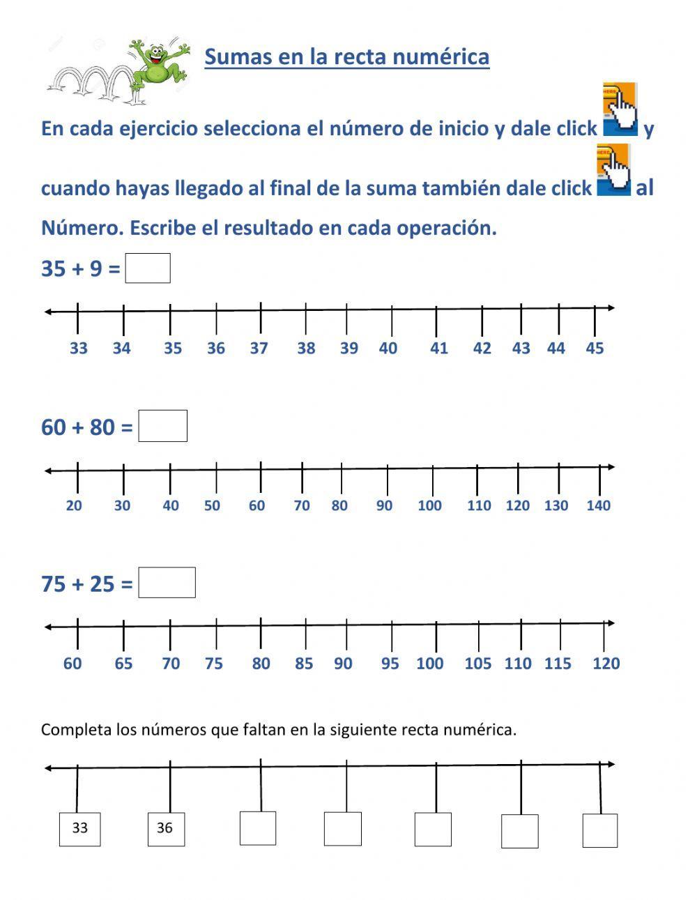 Sumas en la recta numérica