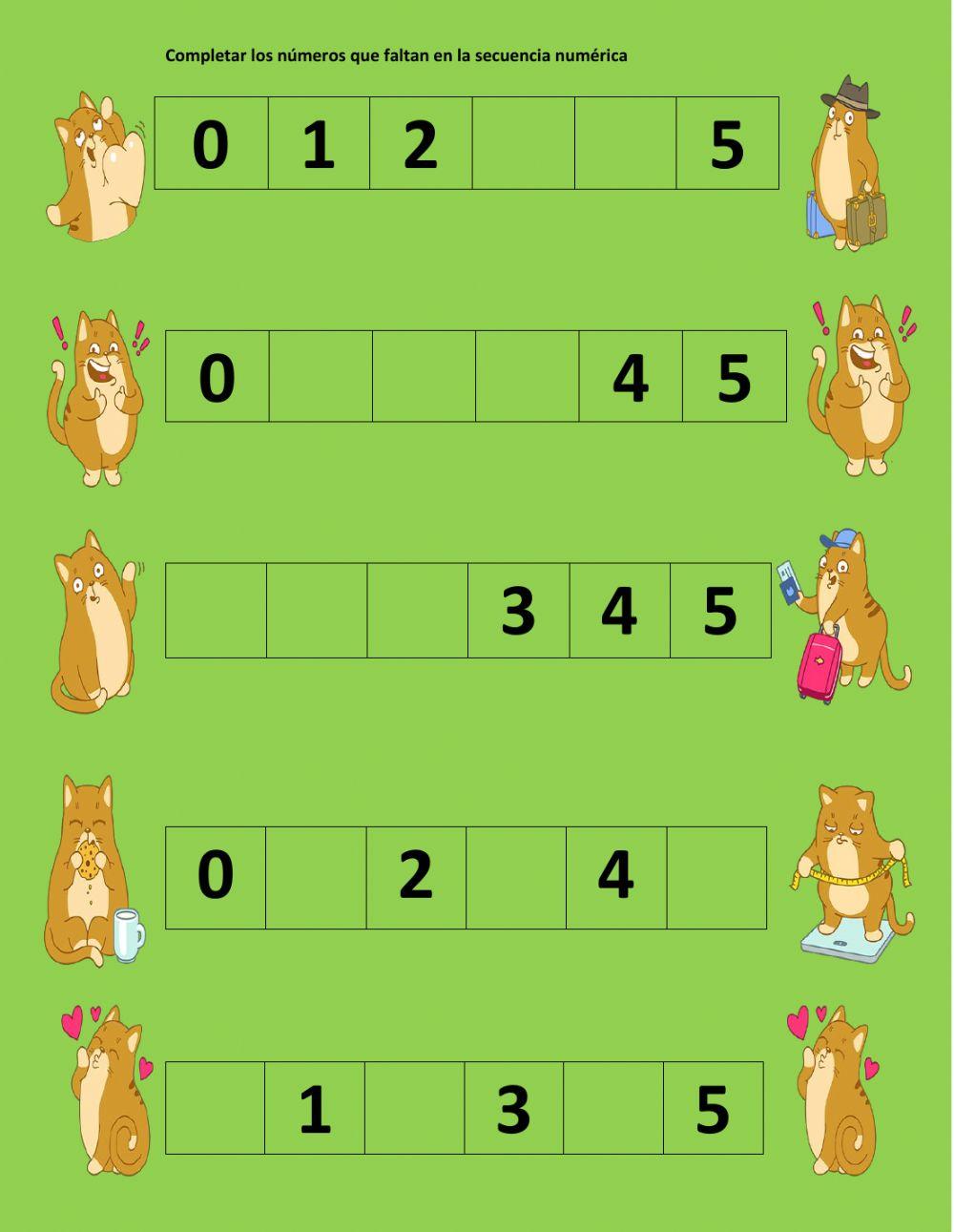 Secuencia numérica hasta el 5