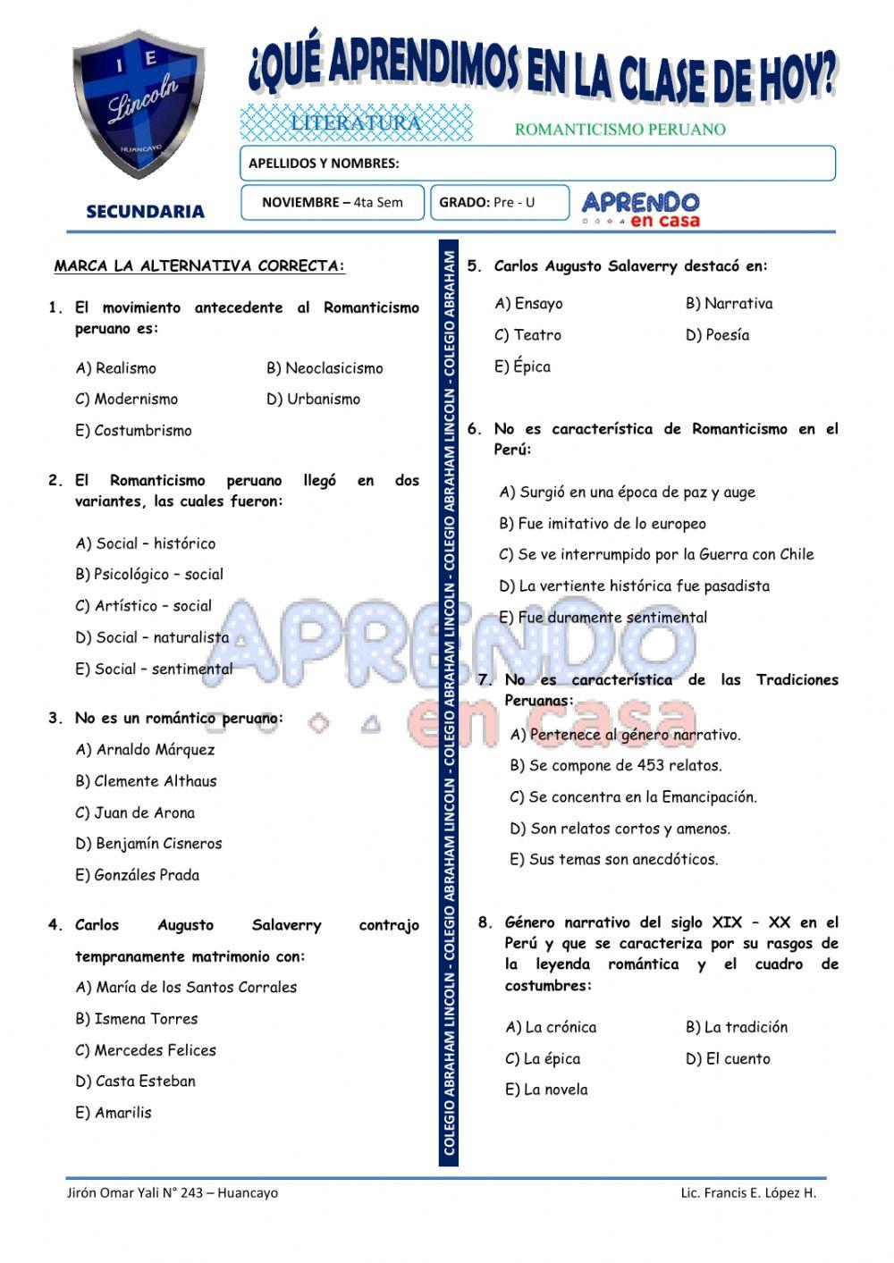 Prac. Del Romanticismo Peruano