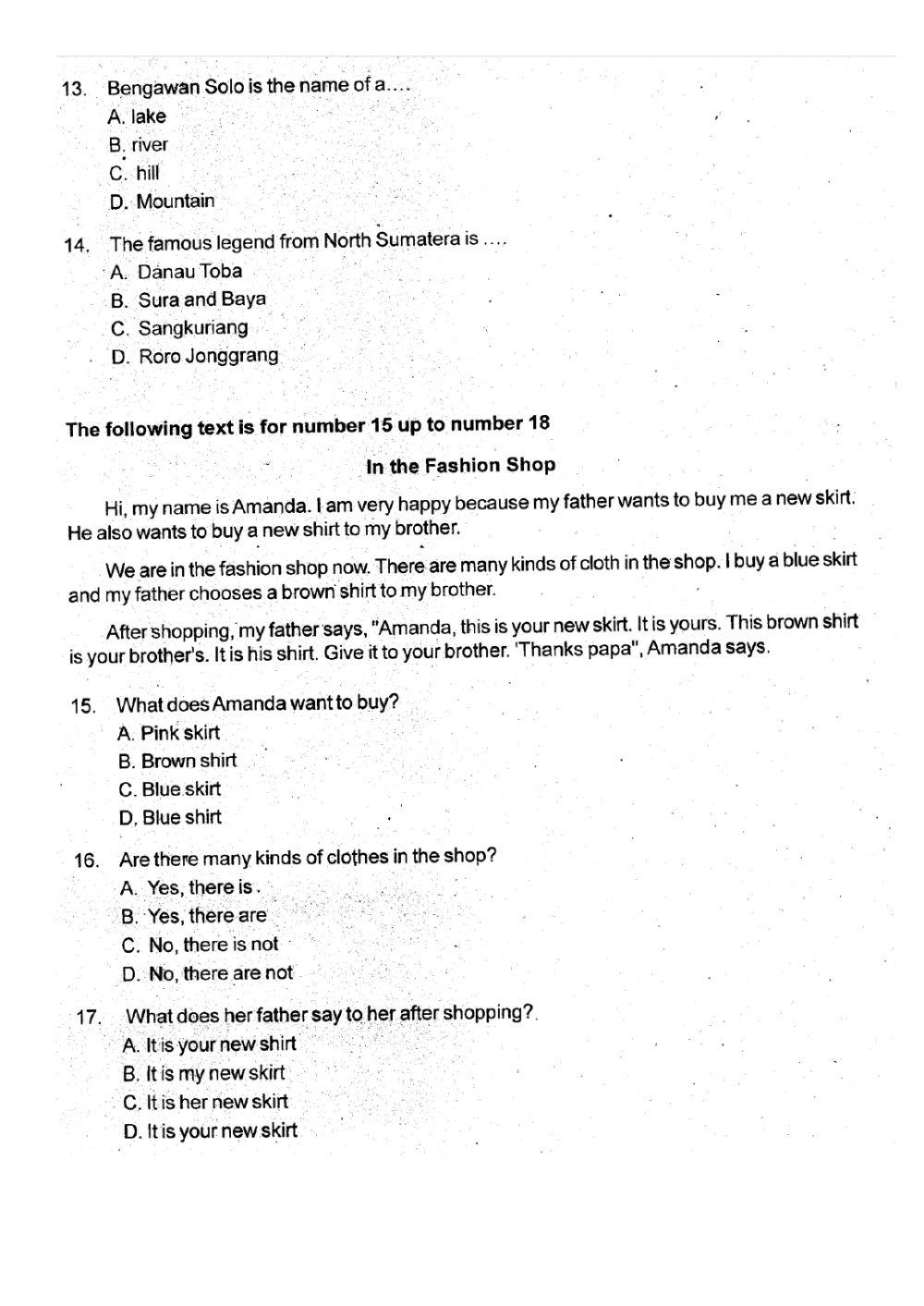 Latihan PAS Bahasa Inggris Kelas 6 S1 Part 2