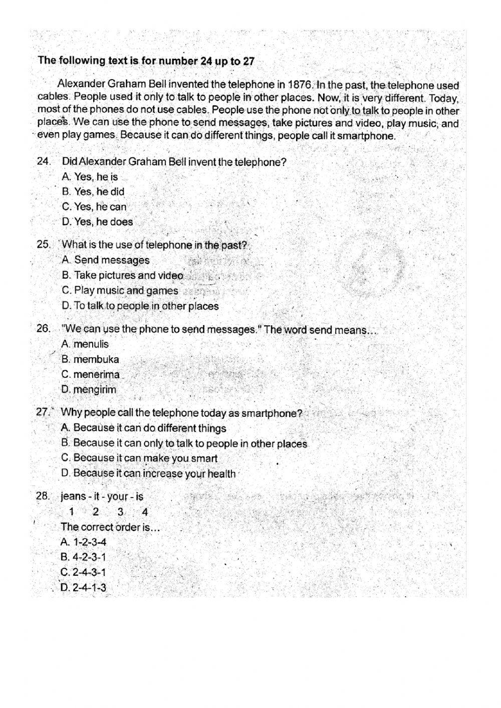 Latihan PAS Bahasa Inggris Kelas 6 S1 Part 2