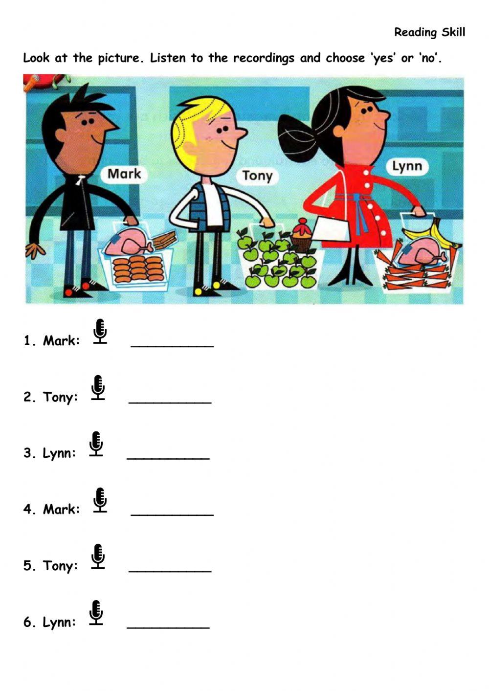 WB p53-Look at the picture. Listen to the recordings and choose ‘yes’ or ‘no’.