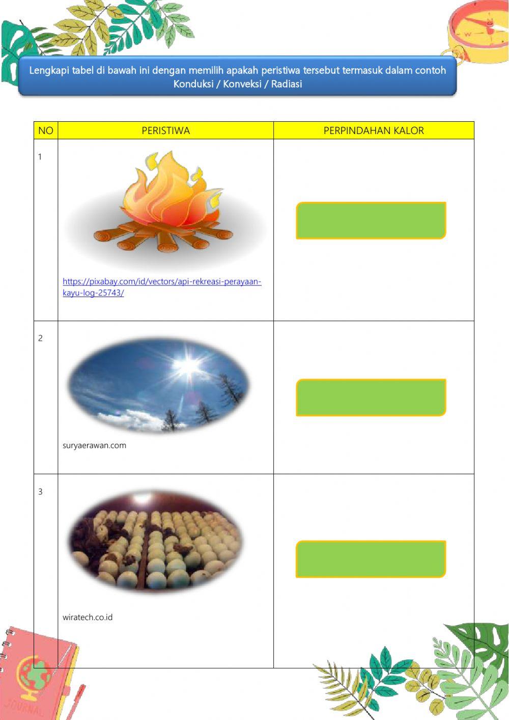 Live Worksheet Perpindahan Kalor