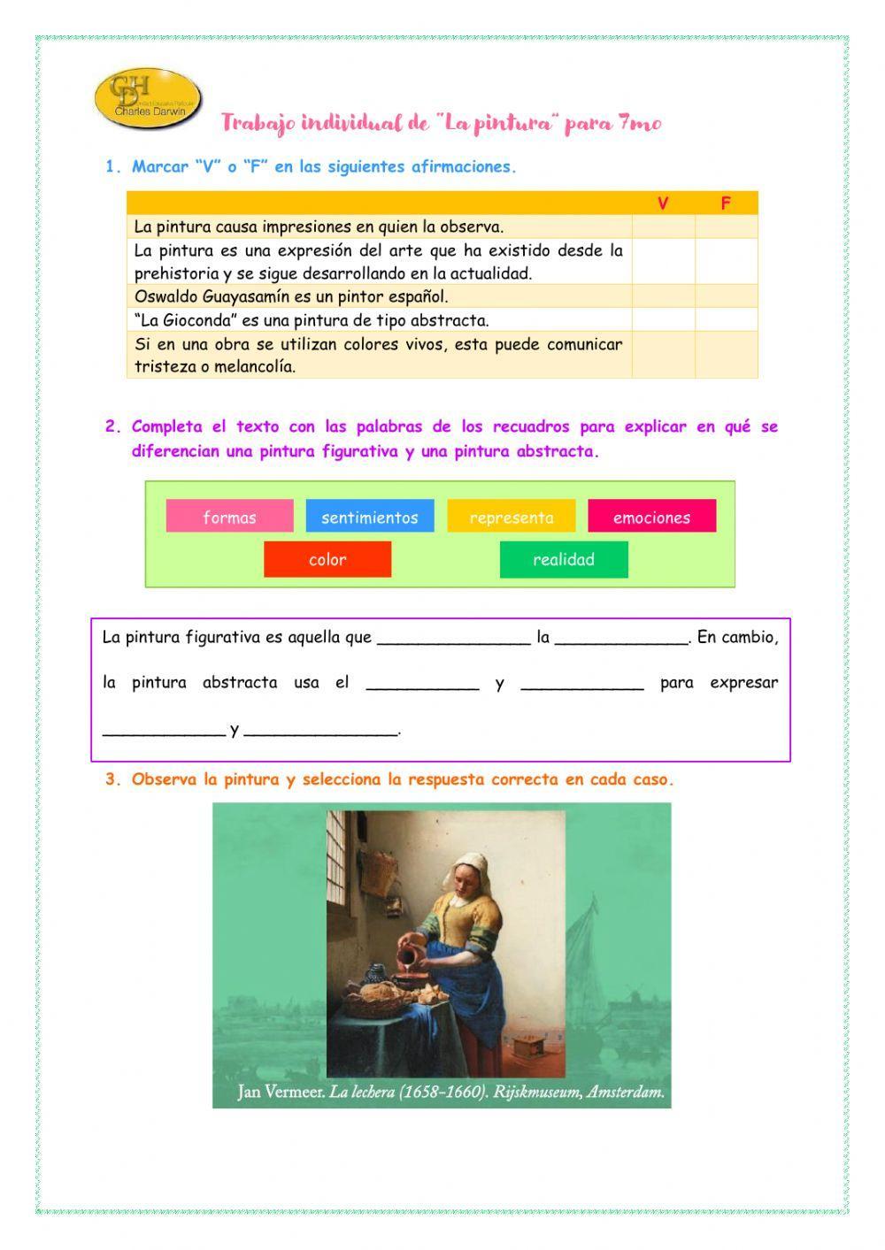 Trabajo individual de “La pintura” para 7mo