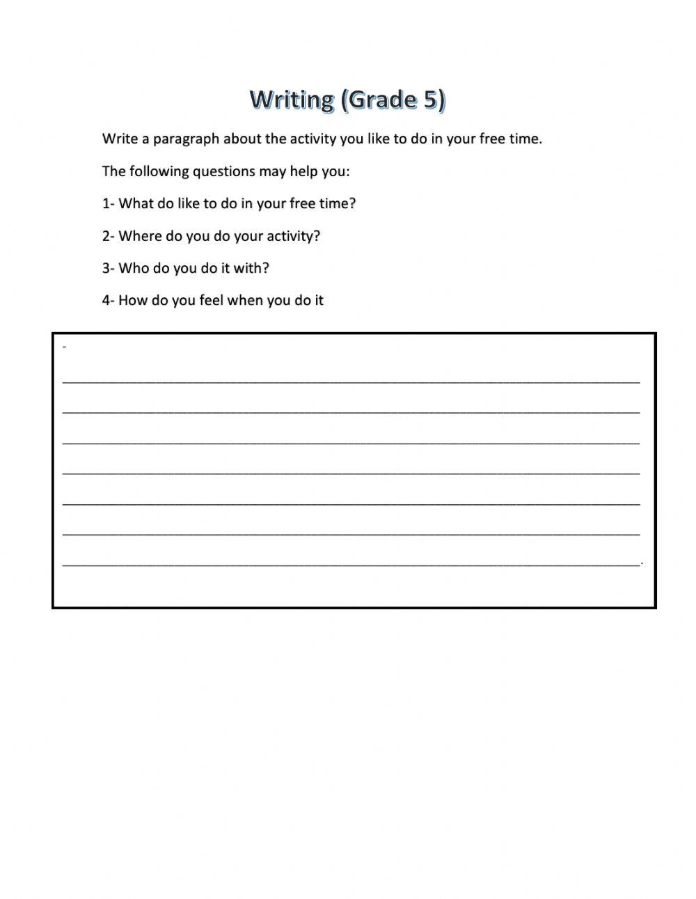 Grade 5 Writing online exercise for | Live Worksheets