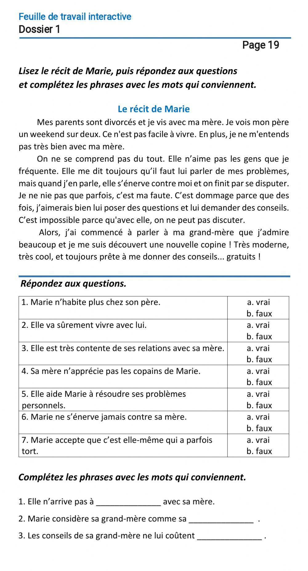 Le français-9 (повыш.)-Dossier 1-Page 19 Le français-9 (повыш.)-Dossier 1-Page 19