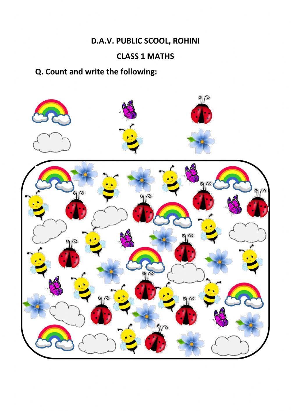 Maths online exercise for grade 1 live worksheets