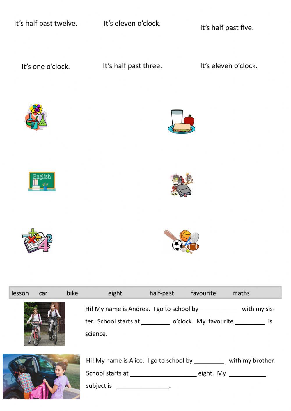 Time, school subjects, road safety