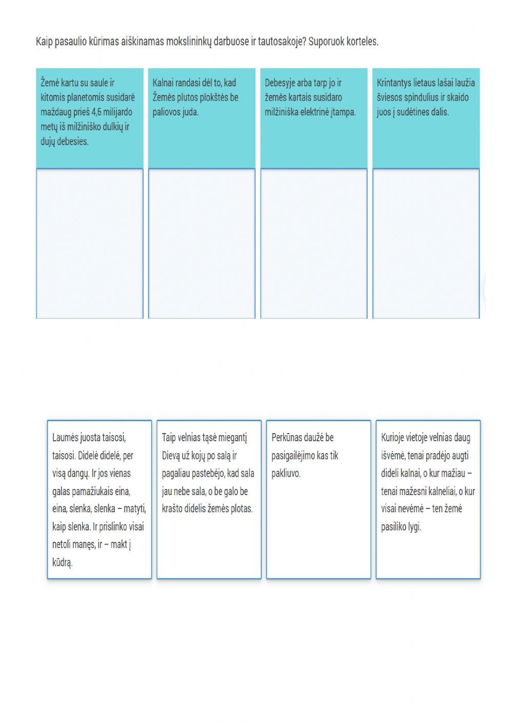 Skirtingo stiliaus tekstų apie pasaulį lyginimas