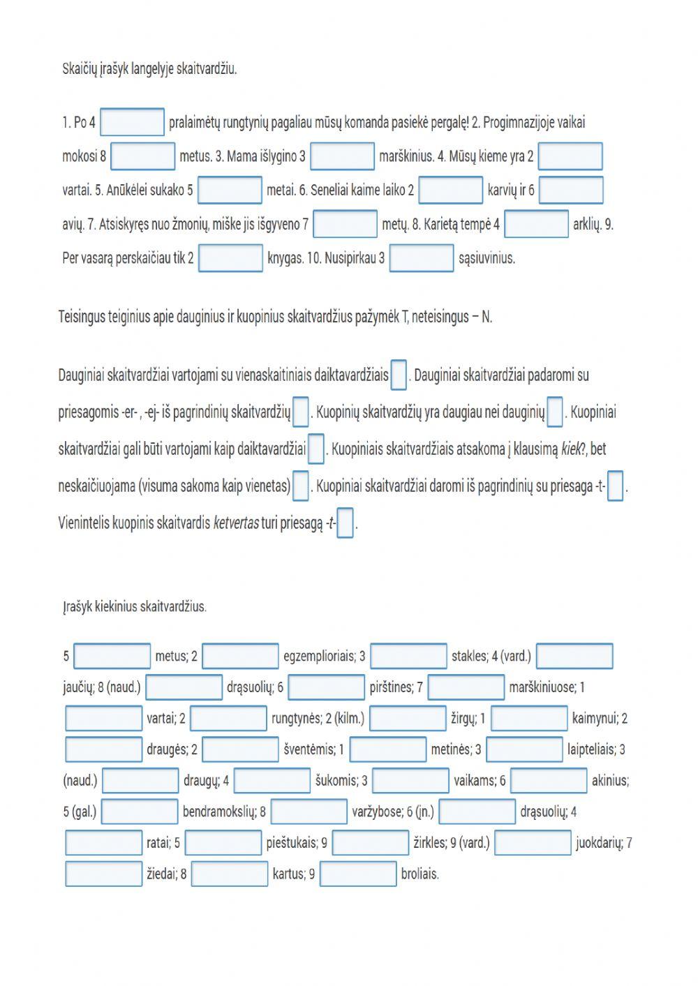 Dauginių ir kuopinių skaitvardžių daryba, vartojimas