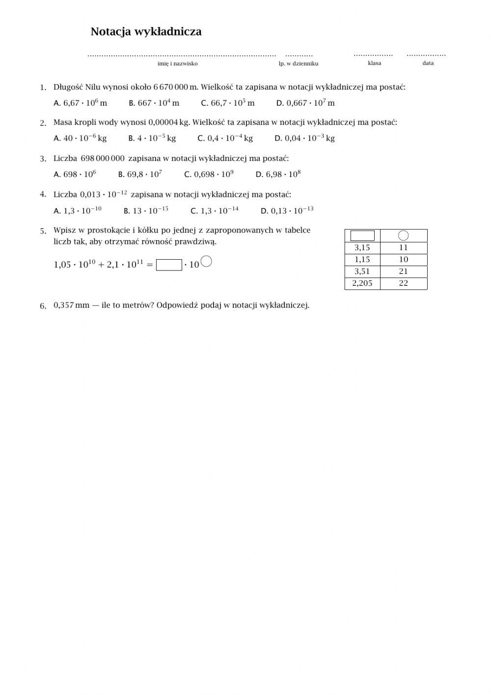 Notacja wykładnicza