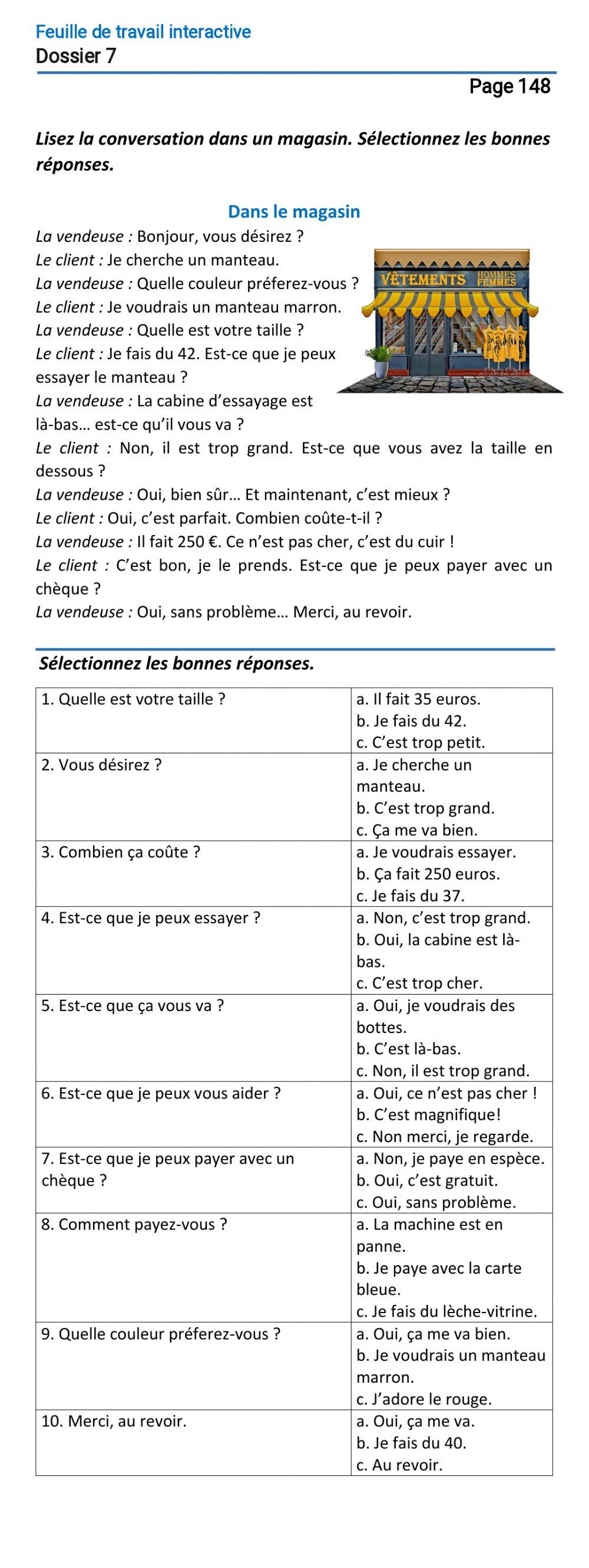 Le français-9 (повыш.)-Dossier 7-Page 148