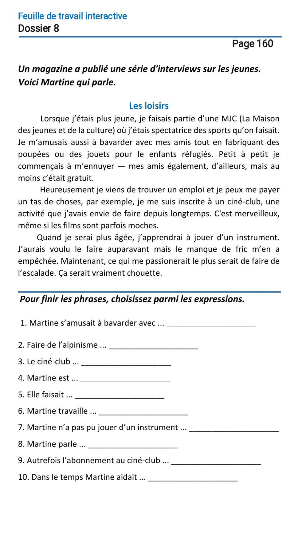 Le français-9 (повыш. ур.)-Dossier 8-Page 160 Le français-9 (повыш. ур.)-Dossier 8-Page 160