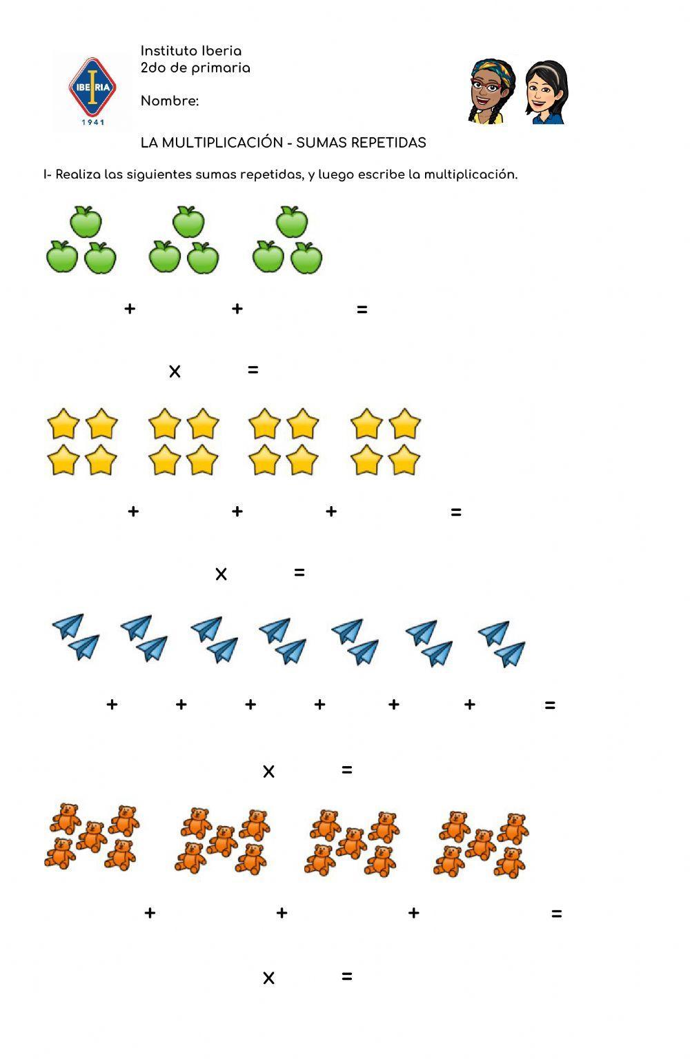 La Multiplicación - Sumas repetidas worksheet | Live Worksheets